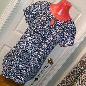 CHIGANT Blue and White Printed Blouse